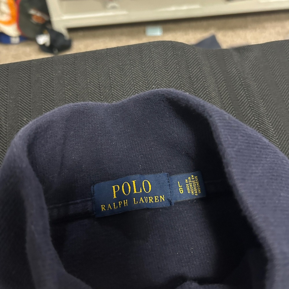 Polo Ralph Lauren Mens Navy Blue Ribbed Quarter Zip Pullover Sweater Large - Picture 3 of 8
